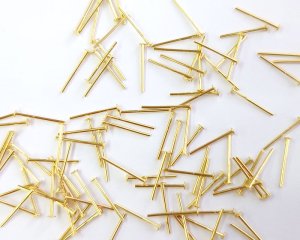 画像1: メッキなし真鍮/Tピン/約10mm/線径0.6mm(約100本)