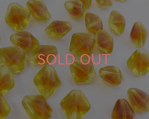 画像1: チェコガラスビーズ/ポインテッドダイヤ/ツートントパーズ（ウラン）/約15mm(1個)