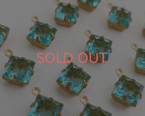 画像1: セット済/ヴィンテージガラス/コンケイブ/アクア/ブラス(1個)