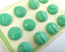画像1: ヴィンテージ/イングランド/プラスチック/グリーンラウンドボタン（1個） (1)