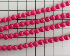 画像4: デッドストック/日本/ハンドメイドガラスビーズ/レッドストライプ/約5〜6mm(6個) (4)