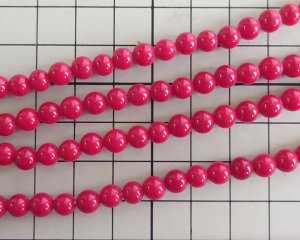画像4: デッドストック/日本/ハンドメイドガラスビーズ/レッドストライプ/約5〜6mm(6個)