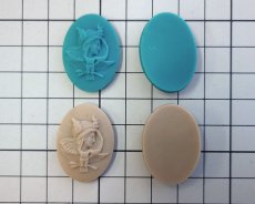 画像2: ns304/ヴィンテージ/ドイツ/ガラスカメオ/アテナ/カフェオレ/約30×22mm（1個） (2)