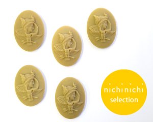 画像1: ns304/ヴィンテージ/ドイツ/ガラスカメオ/アテナ/カフェオレ/約30×22mm（1個）