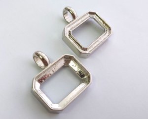 画像1: デッドストック25×18mmオクタゴン用/メタルセッティング/オープンバック(1個)