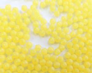 画像1: チェコガラスビーズ/ラウンド/ミルキーイエロー/約4mm(45個)