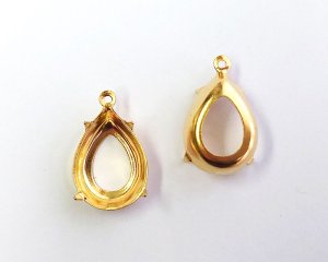 画像1: 15×11mm用/ブラスセッティング/オープンバック/ゴールドメッキ(1個)