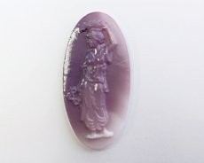 画像3: ns330/ヴィンテージ/ドイツ/ガラスカメオ/花輪を持つ女神/オペークグレイ/約20×10mm(1個） (3)