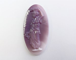 画像3: ns330/ヴィンテージ/ドイツ/ガラスカメオ/花輪を持つ女神/オペークグレイ/約20×10mm(1個）