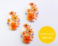 ns329/ヴィンテージ/ドイツ/ガラスカボション/オレンジフラワー/約38×23mm(1個）