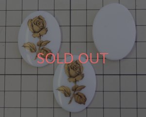 画像3: ns328/ヴィンテージ/ドイツ/ガラスカボション/ゴールドローズ/約34×26mm(1個）