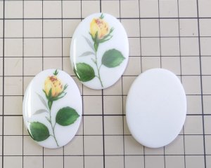 画像3: ns327/ヴィンテージ/ドイツ/ガラスカボション/イエローローズ/約40×30mm(1個）