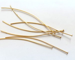 画像1: メッキなし真鍮/デザインTピン/約75mm/線径約1mm(1本)