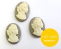 ns342/ヴィンテージ/ドイツ/ガラスカメオ/グレー×アイボリー/約40×30mm(1個）
