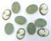 画像2: ns343/ヴィンテージ/プラスチックカメオ/レディ（ネックレス）/ミルキーモスグリーン/約25×18mm/(1個) (2)