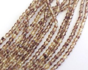 画像1: チェコガラスビーズ/ファイアポリッシュラウンド/ジョンキル×アメシスト/3mm(20個)