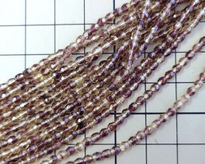 画像2: チェコガラスビーズ/ファイアポリッシュラウンド/ジョンキル×アメシスト/3mm(20個)