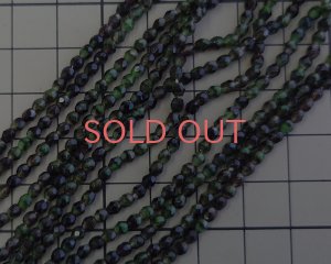画像2: チェコガラスビーズ/ファイアポリッシュラウンド/クリア×グリーン×ブラック/3mm(20個)
