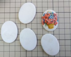 画像2: ns336/ヴィンテージ/ドイツ/ガラスカボション/ポピーと青い花/約40×30mm(1個） (2)