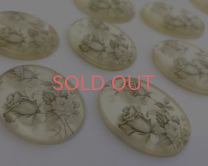 画像2: ns338/ヴィンテージ/ドイツ/プラスチックカボション/グレイローズ/約40×30mm(1個）