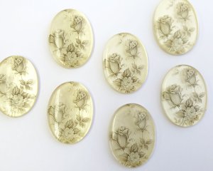 画像3: ns338/ヴィンテージ/ドイツ/プラスチックカボション/グレイローズ/約40×30mm(1個）