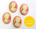 ns341/ヴィンテージ/プラスチックカメオ/カーネリアンオレンジ×クリーム/約40×30mm/(1個)