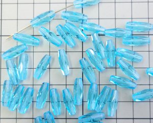 画像2: チェコガラスビーズ/ファイアポリッシュ/ロングオーバル/アクアマリン/約15×6mm（2個）