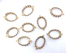 画像2: ヴィンテージ/18×13mm用/ブラスセッティングコネクター/レース(1個) (2)