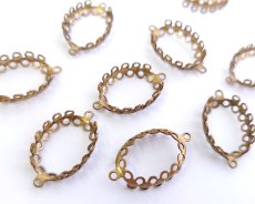 画像1: ヴィンテージ/18×13mm用/ブラスセッティングコネクター/レース(1個) (1)