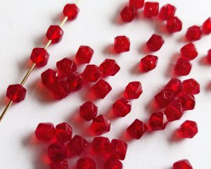 画像1: ヴィンテージ/チェコ/イングリッシュカット/レッドミックス/約4mm(10個）