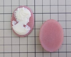 画像2: ns346/ヴィンテージ/ドイツ/プラスチックカメオ/レディ/ピンク/約40×30mm/(1個) (2)