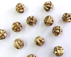 画像1: デッドストック/CCB/フルーテッドボール/ゴールド/約12mm（2個） (1)