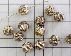 画像2: デッドストック/CCB/フルーテッドボール/ゴールド/約12mm（2個）