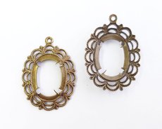 画像1: セッティング/ブラス/18×13mm用レースオーバル/金古美(1個) (1)