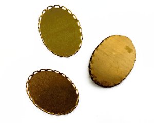 画像1: ブラス皿/30×22mm/レースオーバル(1個)
