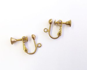 画像1: メッキなし真鍮/イヤリング/ねじばね式（１ペア）