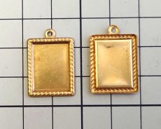 画像2: ヴィンテージ/ブラス貼り付けセッティング/レクタングル(1個) (2)