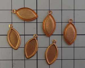 画像2: ヴィンテージ/ブラス貼り付けセッティング/15×7mm/1リング(1個)