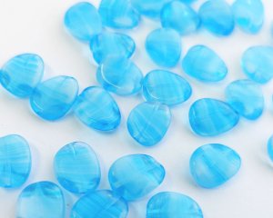 画像1: チェコガラスビーズ/ツイストオーバル/アクアマリンストライプ/約11×9mm(2個）