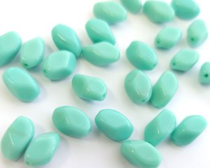 画像1: チェコガラスビーズ/ツイスト/オペークミント/約11×7mm(2個）