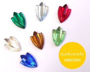 画像1: ns349/ヴィンテージ/ガラスカボション/カットチューリップ(1個)