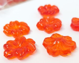 画像2: ns357/ヴィンテージ/ドイツ/ガラス/オレンジフラワー/約22mm/(1個)