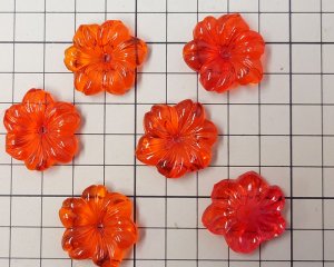 画像3: ns357/ヴィンテージ/ドイツ/ガラス/オレンジフラワー/約22mm/(1個)
