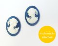 ns355/ヴィンテージ/ドイツ/プラスチックカメオ(ネックレス)/デニムブルー/約18×13mm