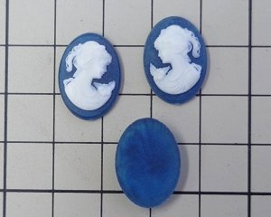 画像2: ns356/ヴィンテージ/ドイツ/プラスチックカメオ/デニムブルー/約18×13mm/(1ペア)
