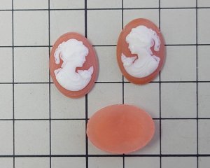 画像2: ns355/ヴィンテージ/ドイツ/プラスチックカメオ/アプリコット/約18×13mm/(1ペア)