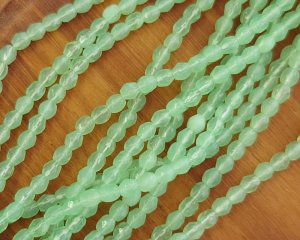画像1: チェコガラスビーズ/ファイアポリッシュラウンド/ミルキーグリーン/約3mm(20個)