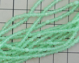 画像2: チェコガラスビーズ/ファイアポリッシュラウンド/ミルキーグリーン/約3mm(20個)