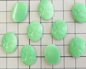 画像2: ns334/ヴィンテージ/ドイツ/ガラスカメオ/グリーンマーブル(1個）