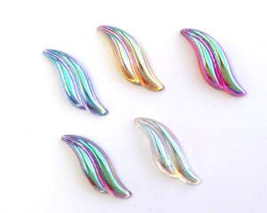画像2: ns361/ヴィンテージ/ドイツ/ガラス/オーロラウィング/約24×8mm(1個）